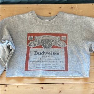 Junk Food Tees Budweiser Gray Cropped Sweatshirt